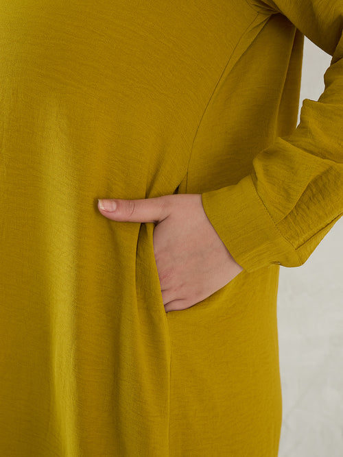 Citrine Green Shirt Maxi Dress