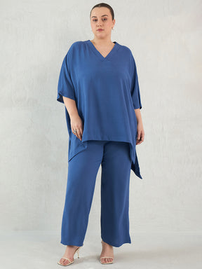 Denim Blue Asymmetric Co-Ord Set