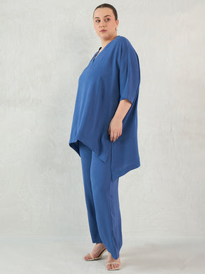 Denim Blue Asymmetric Co-Ord Set