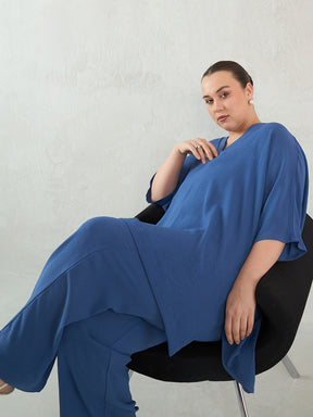 Denim Blue Asymmetric Co-Ord Set