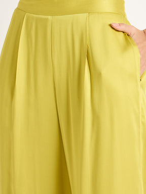 Pear Green Modal Satin Asymmetric Co-Ord Set