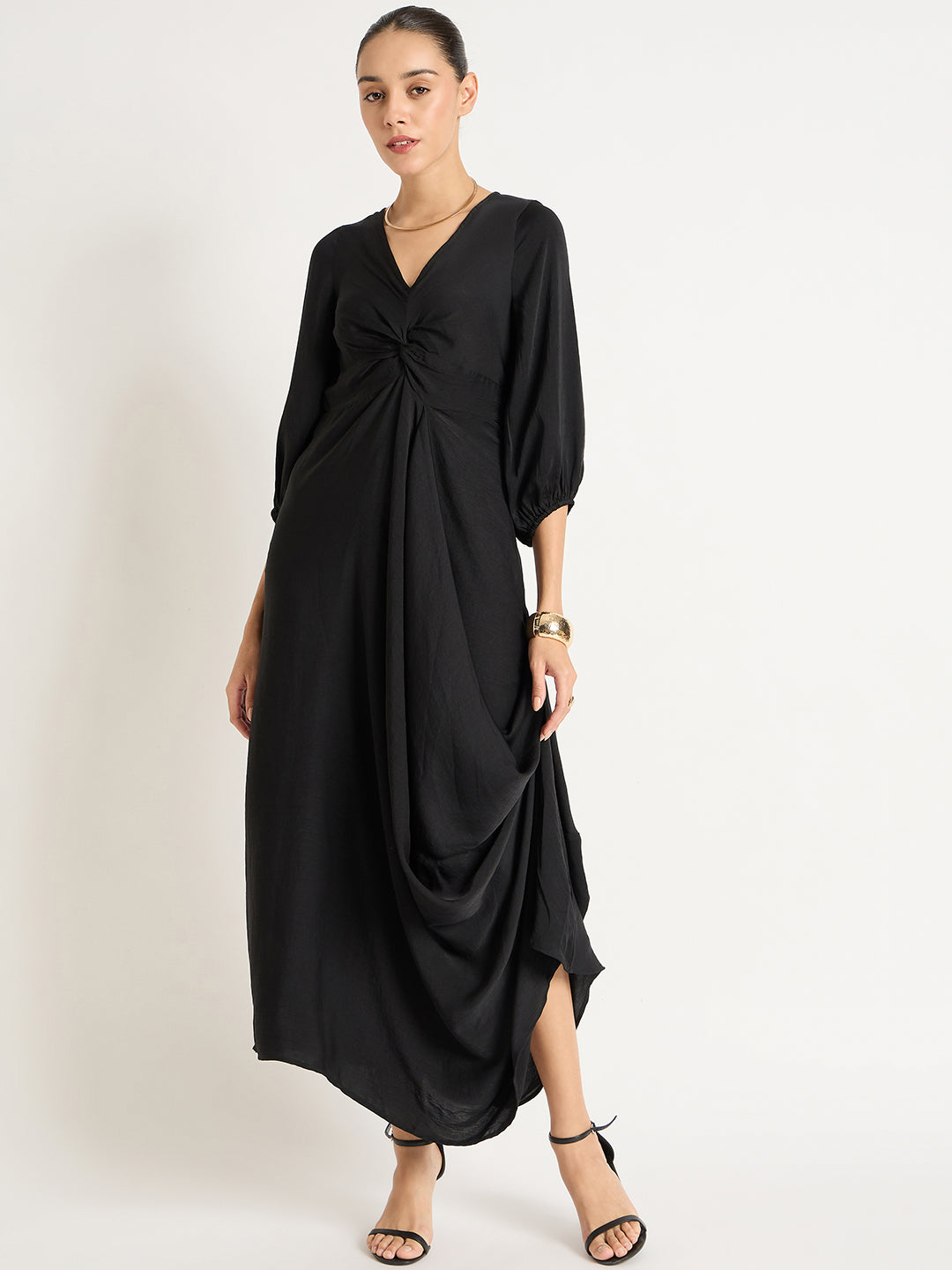 femella maxi dresses FEMELLA Frill Edge Wrap Front Maxi Dress by Styli for Women