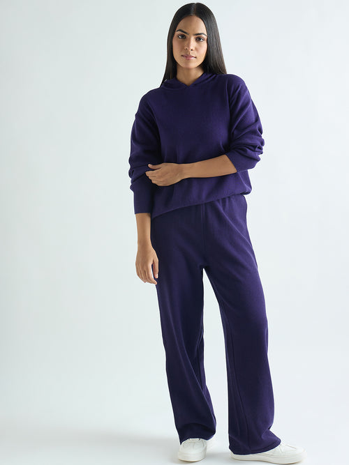 Deep Purple Knitted Straight Fit Pants