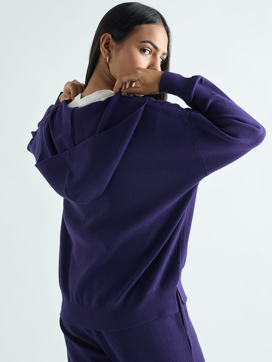 Deep Purple Zip-Up Hooded Sweater