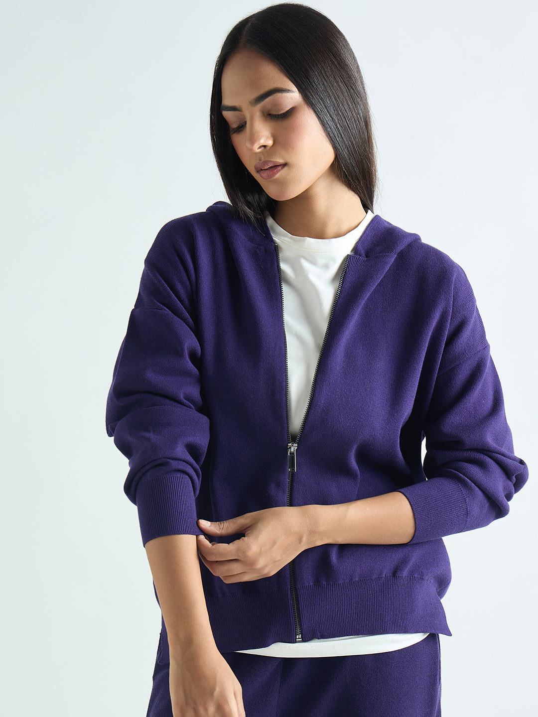 Deep Purple Zip-Up Hooded Sweater
