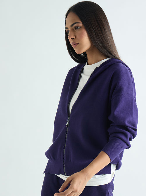 Deep Purple Zip-Up Hooded Sweater