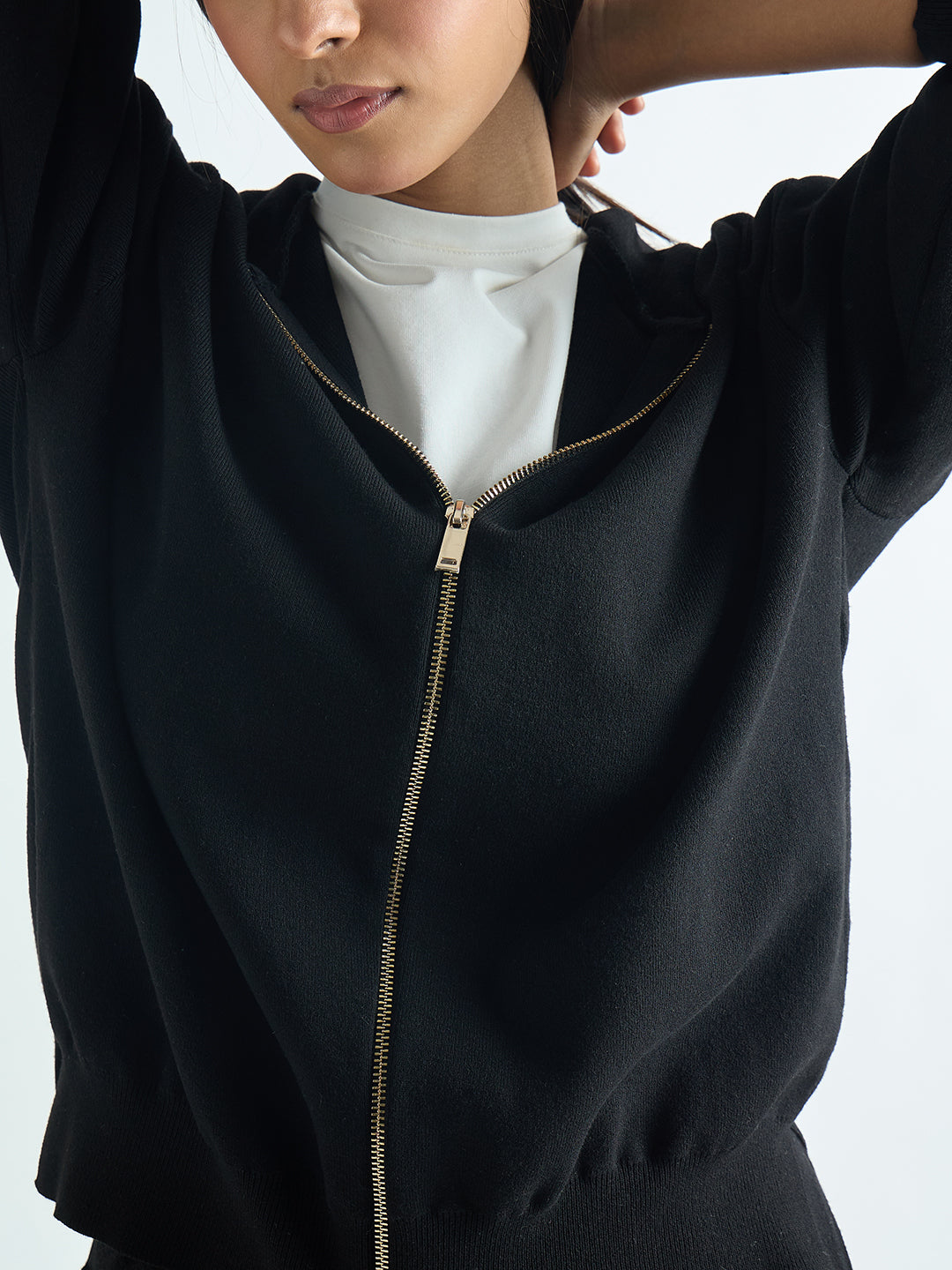 Black Zip-Up Hooded Sweater