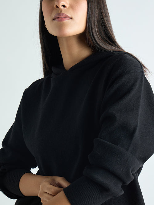 Black Hooded Sweater