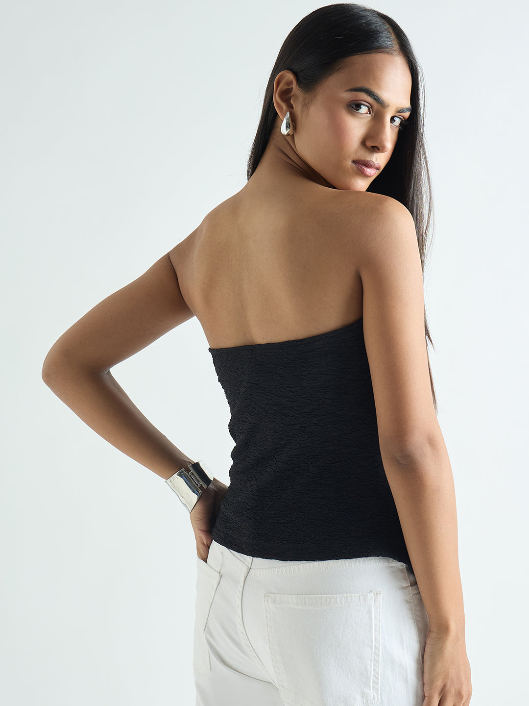 Black Textured Tube Top