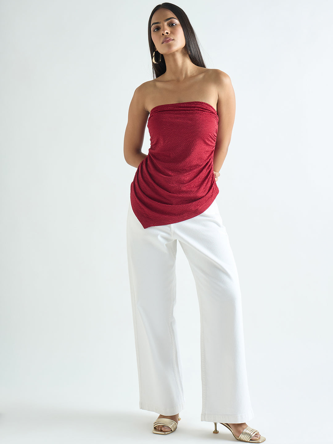 Deep Red Textured Tube Top