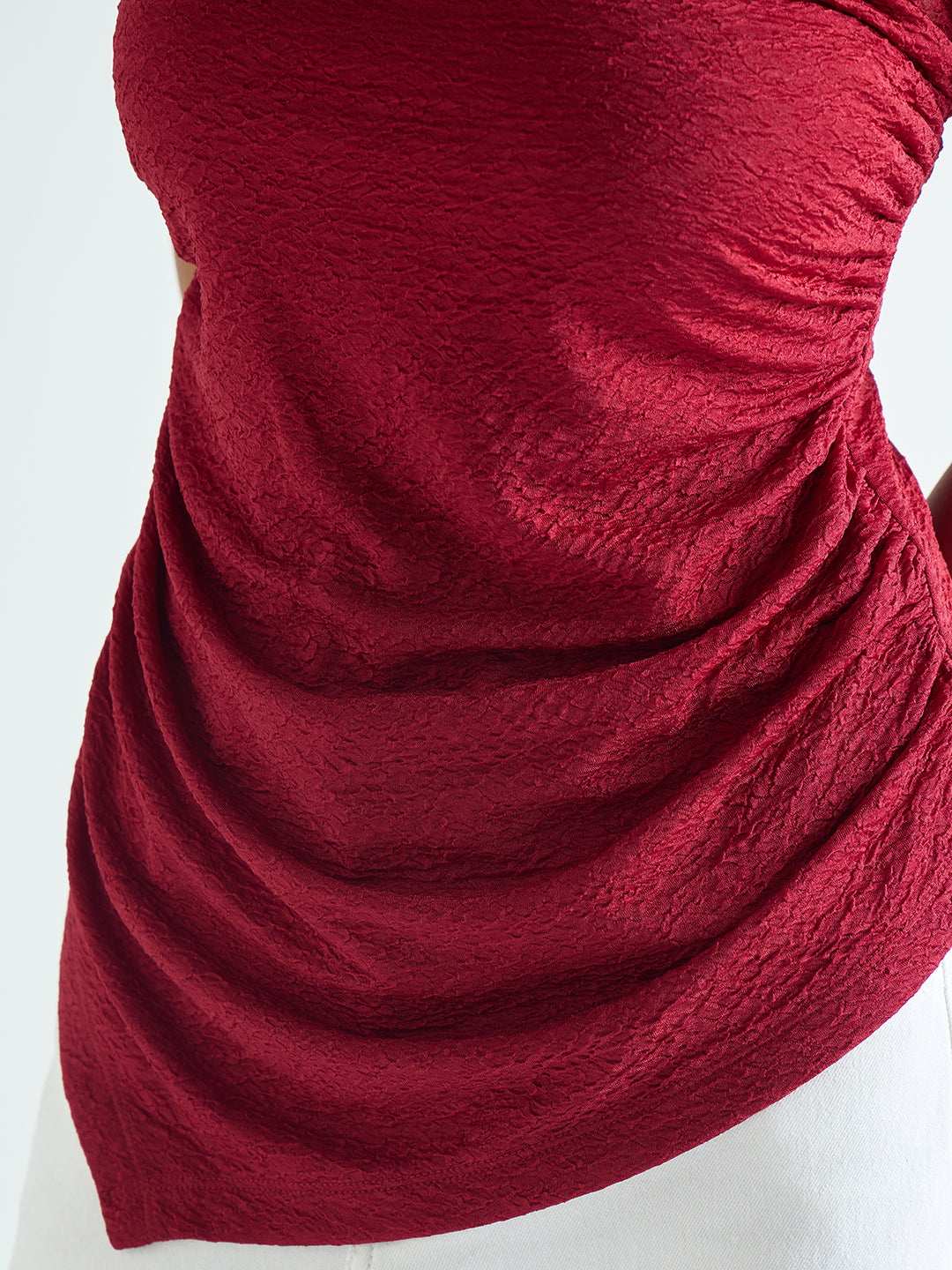 Deep Red Textured Tube Top