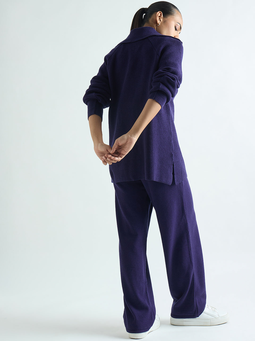 Deep Purple Half Zipper Sweater Co-Ord