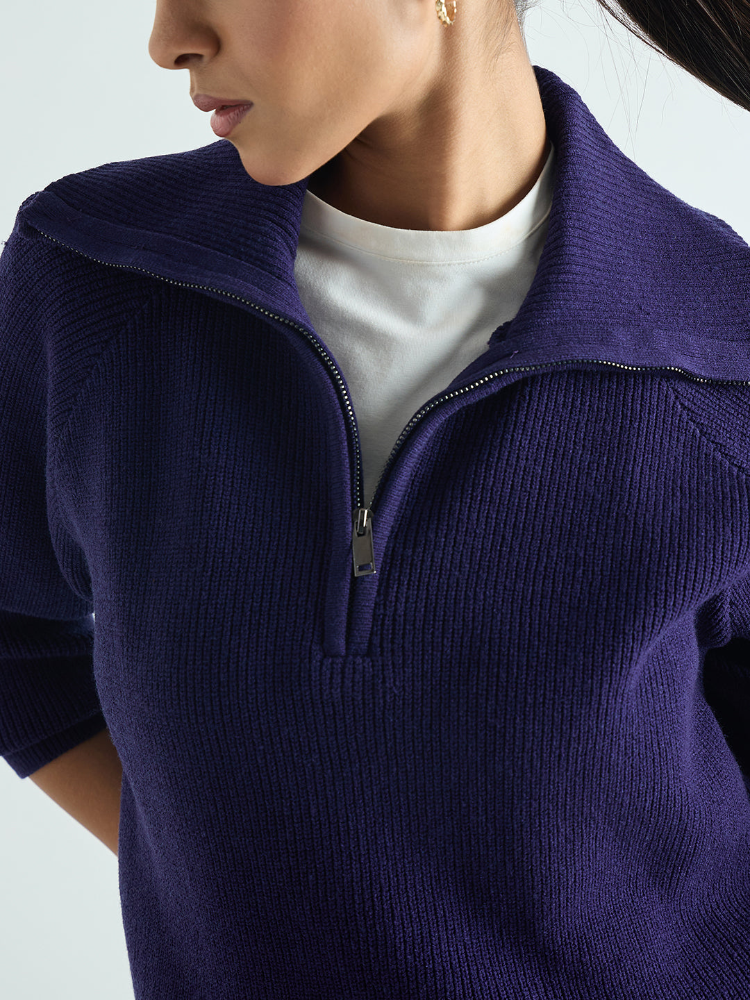 Deep Purple Half Zipper Sweater Co-Ord