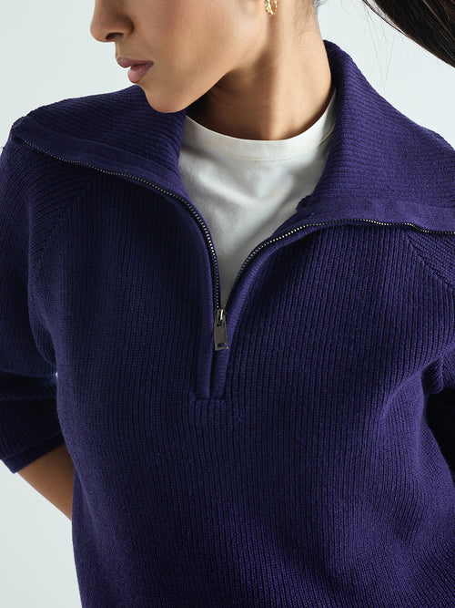 Deep Purple Half Zipper Sweater Co-Ord