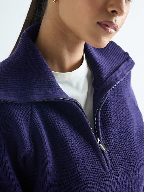 Deep Purple Half Zipper Sweater Co-Ord