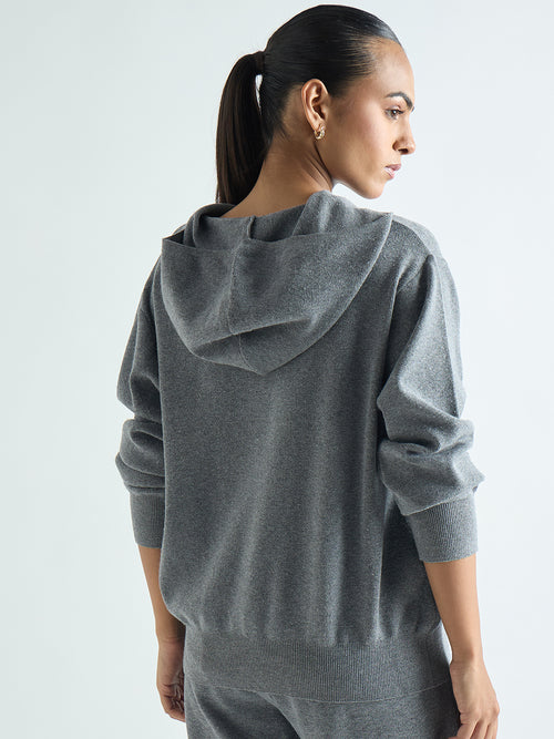 Grey Melange Hooded Sweater