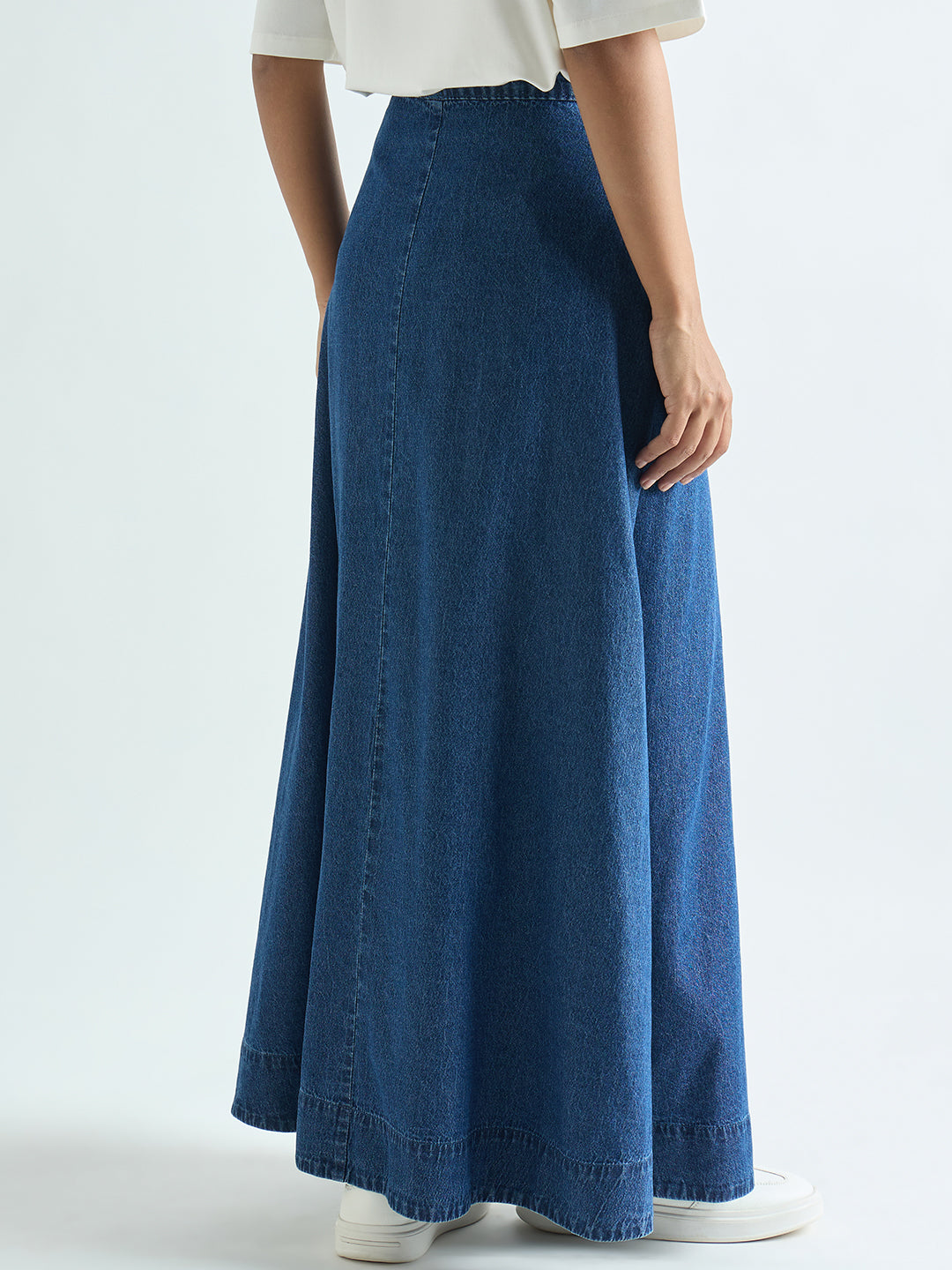 Blue Denim A-Line Maxi Skirt