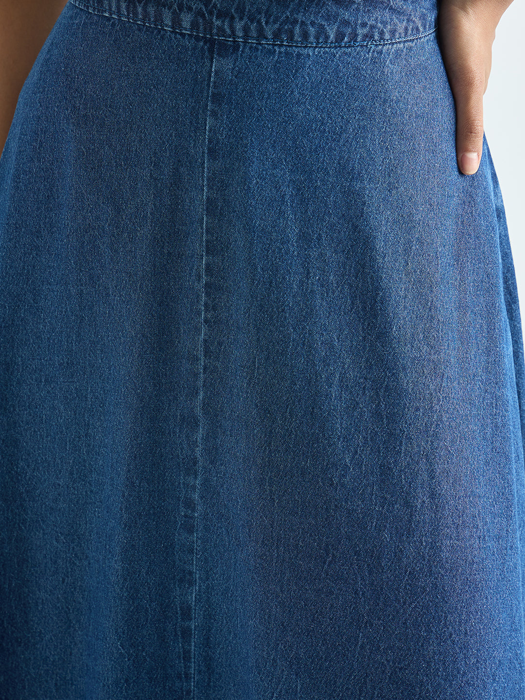 Blue Denim A-Line Maxi Skirt