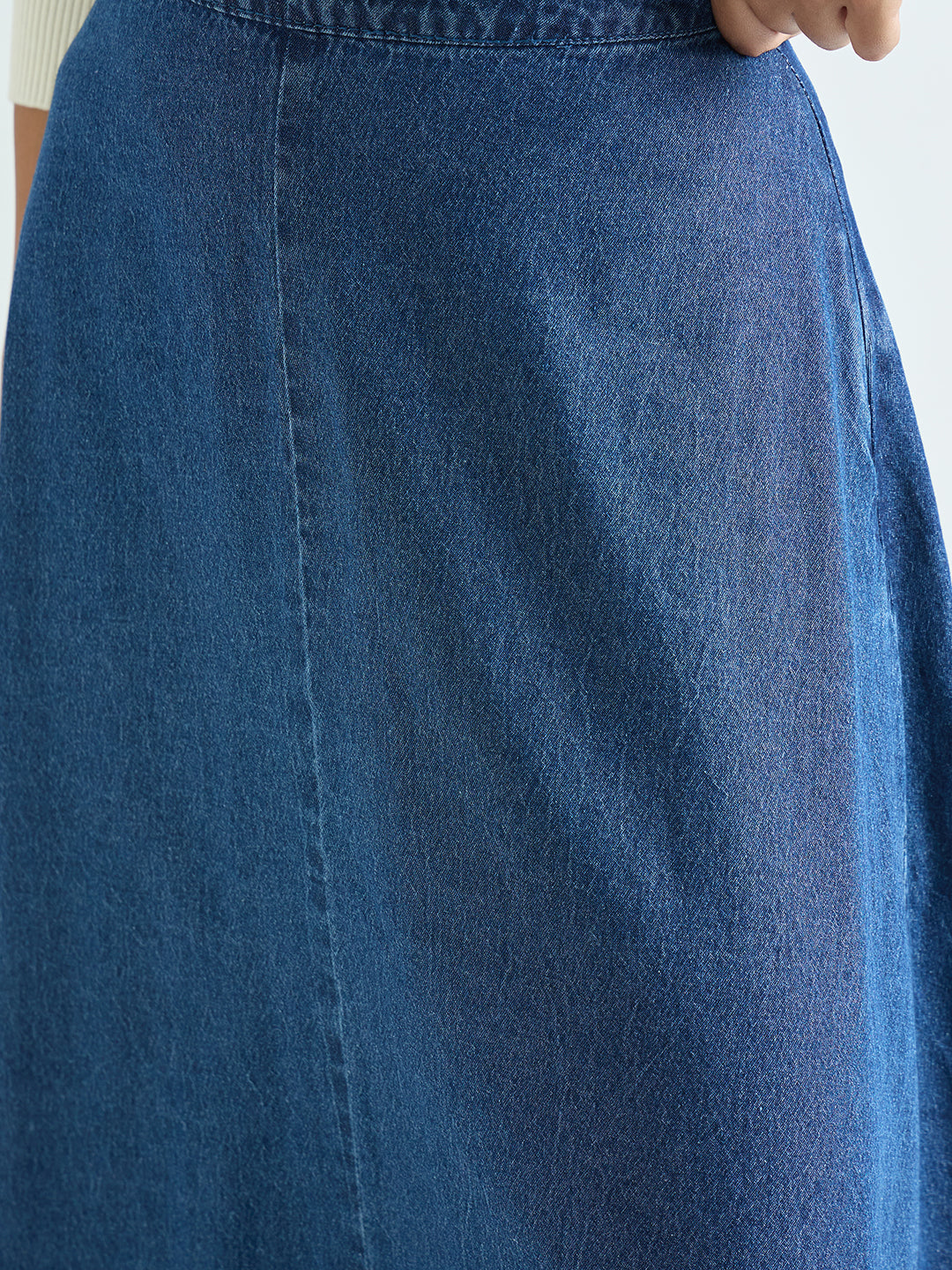 Blue Denim A-Line Maxi Skirt
