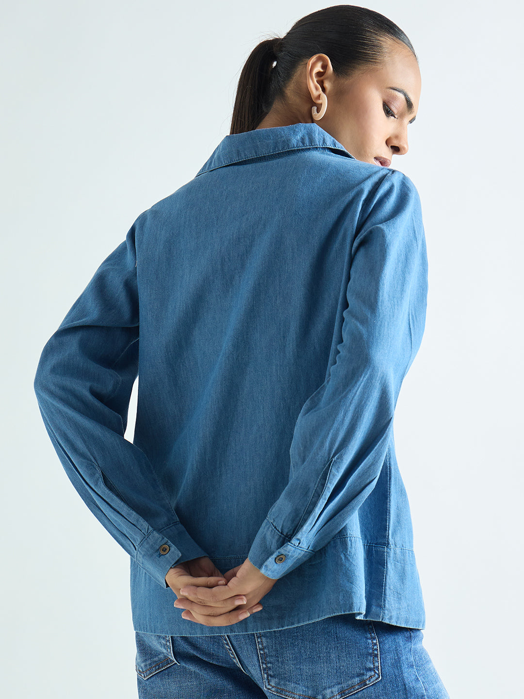 Mid Blue Relaxed Fit Denim Top