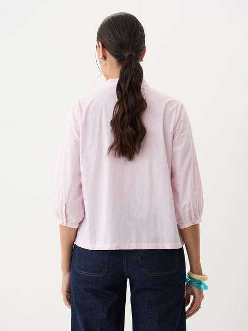 PaperLite Poplin Pink Tie-Up Top