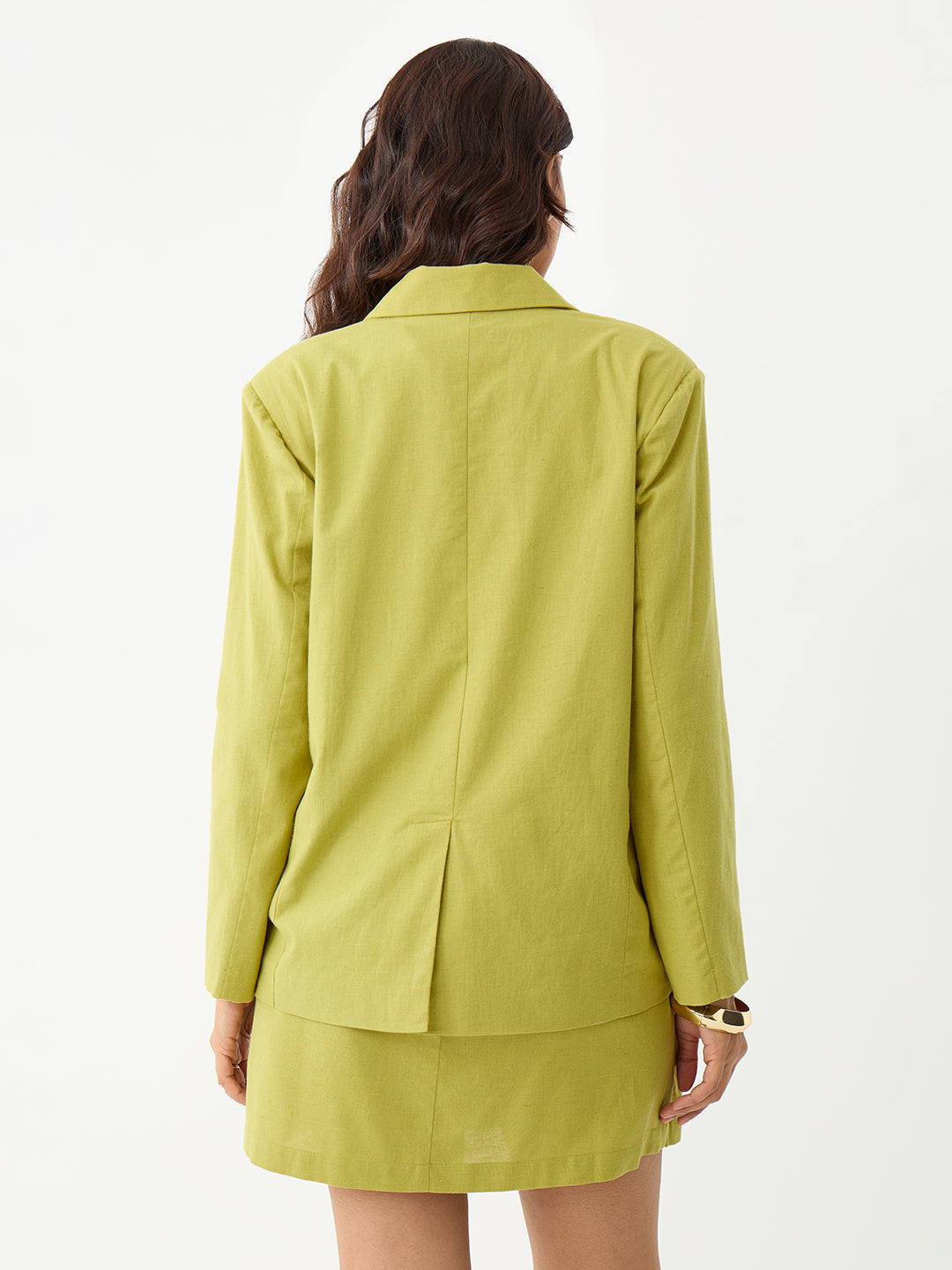 Citrine Green Oversized Linen Blazer