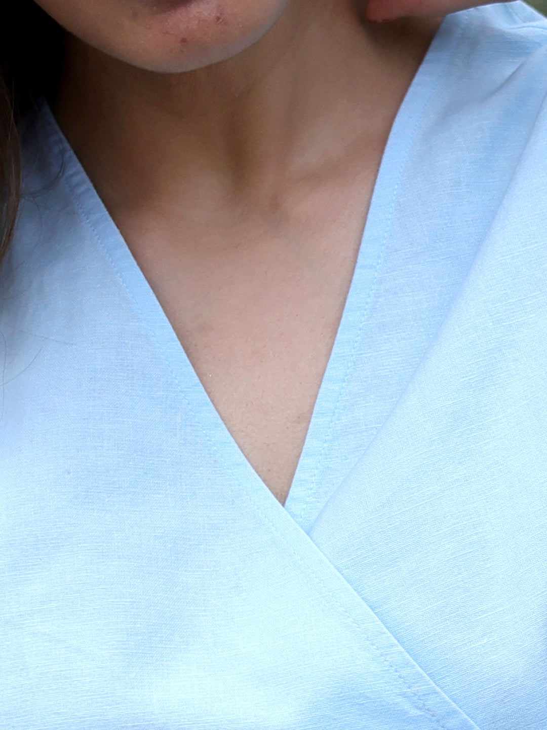 LinenLite Icy Blue Wrap Top