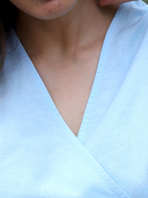 LinenLite Icy Blue Wrap Top