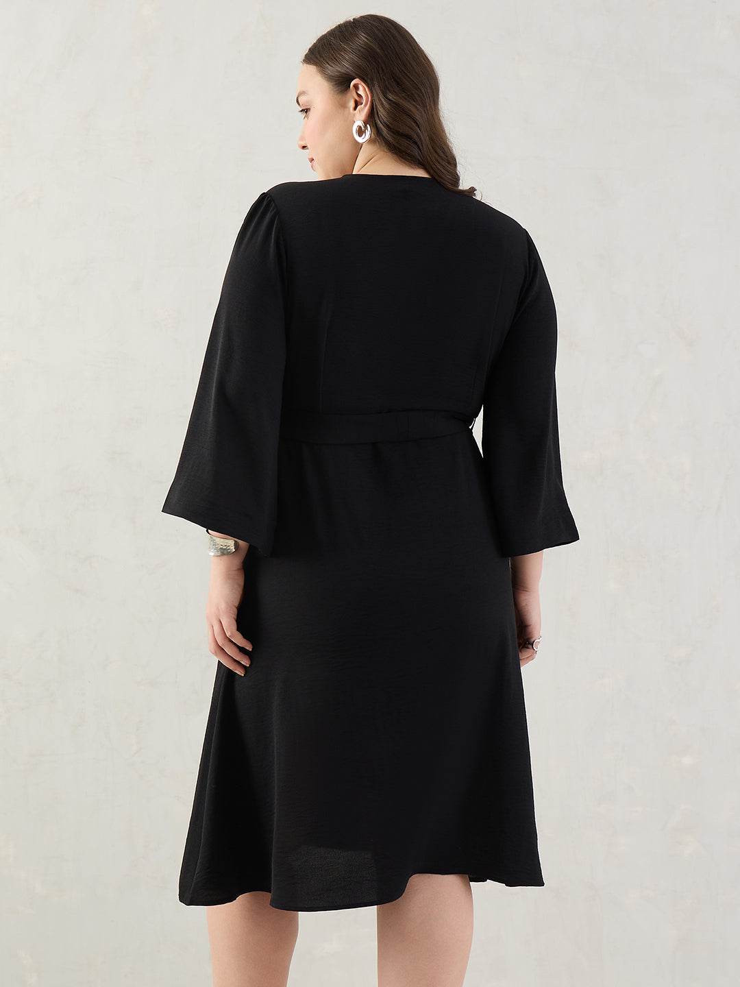 Black Wrap Midi Dress