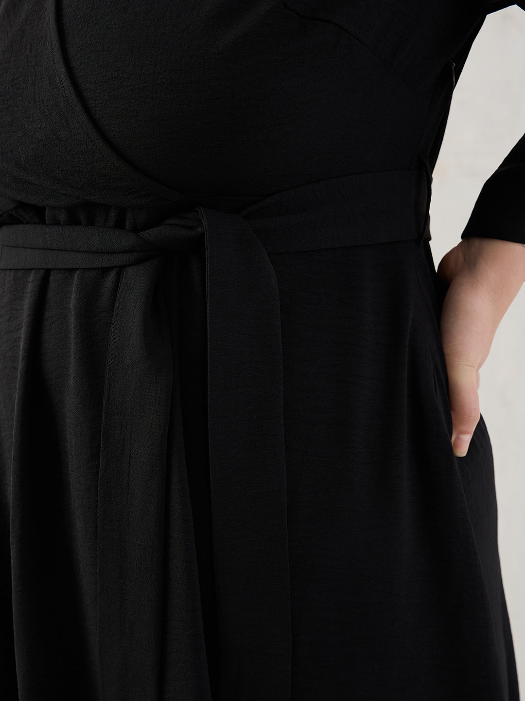 Black Wrap Midi Dress
