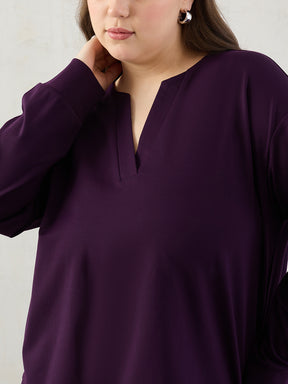 Deep Purple V-Neck Travel Co-Ord Set