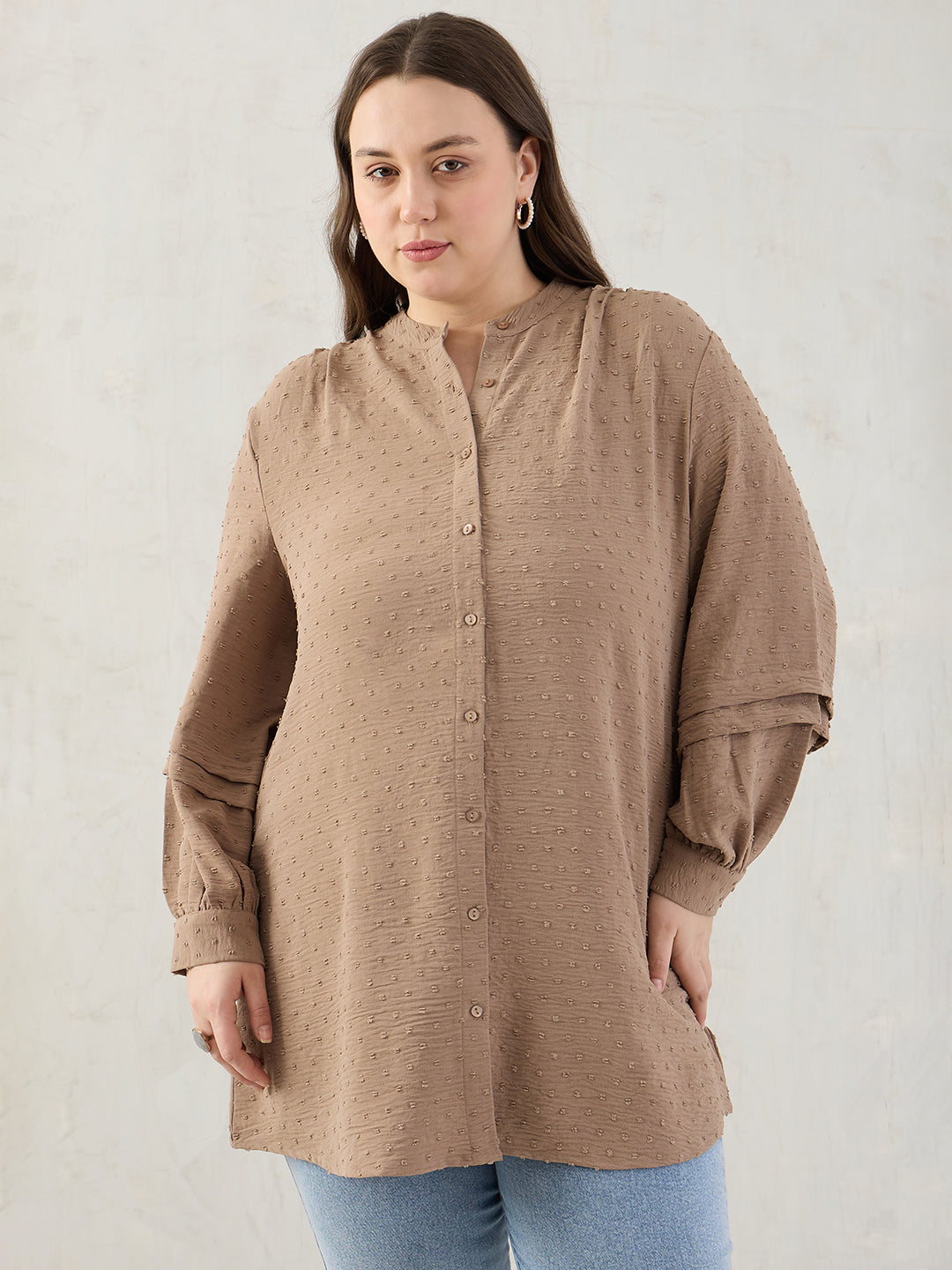 Beige Button Down Shirt