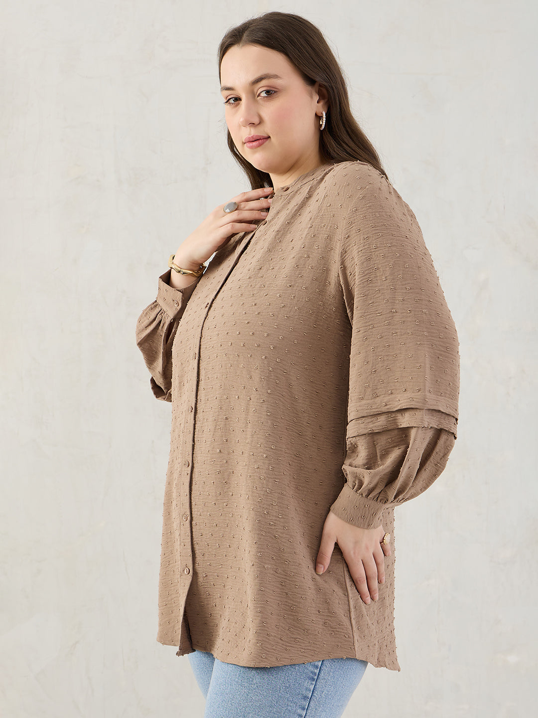 Beige Button Down Shirt