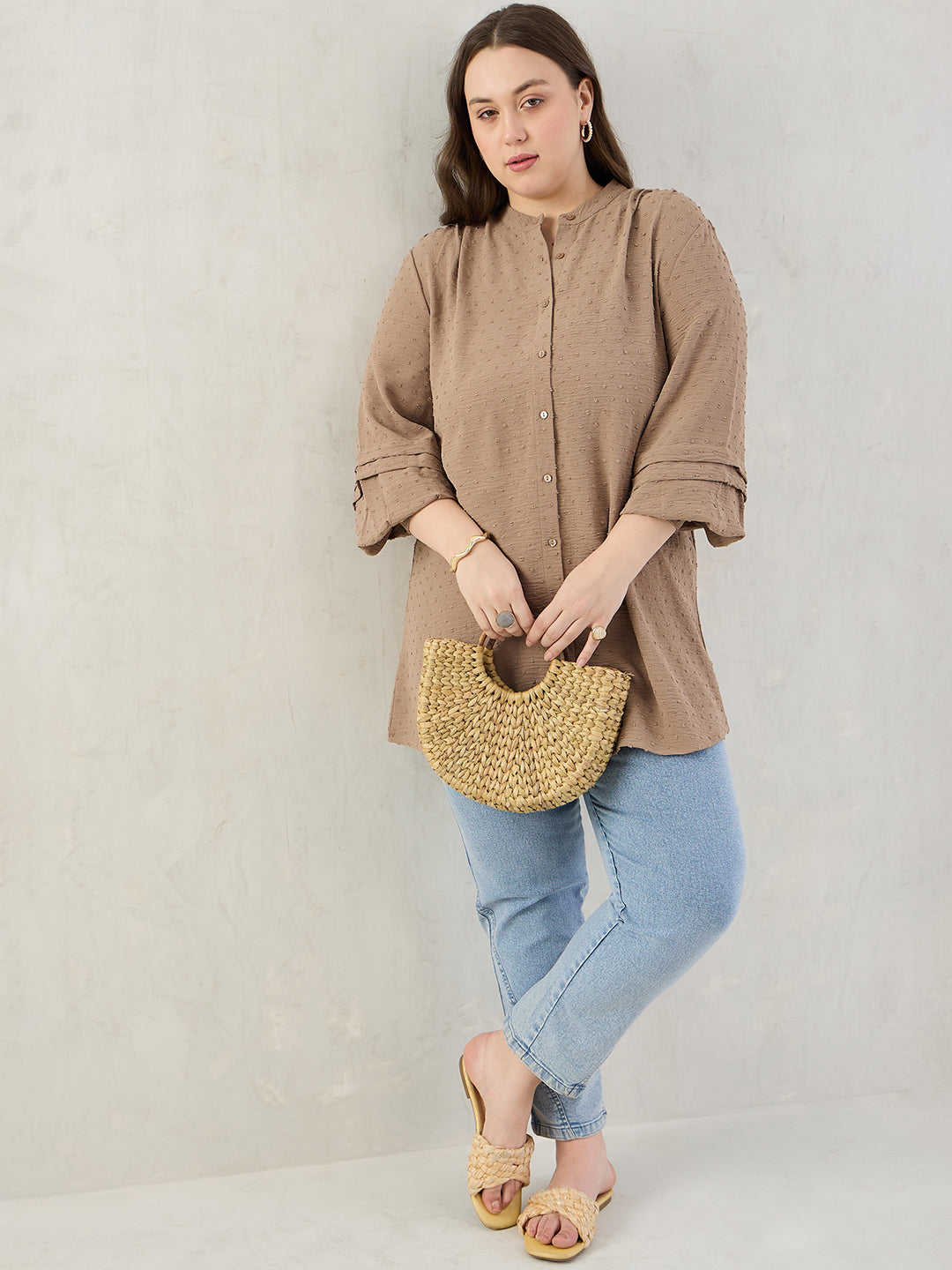 Beige Button Down Shirt