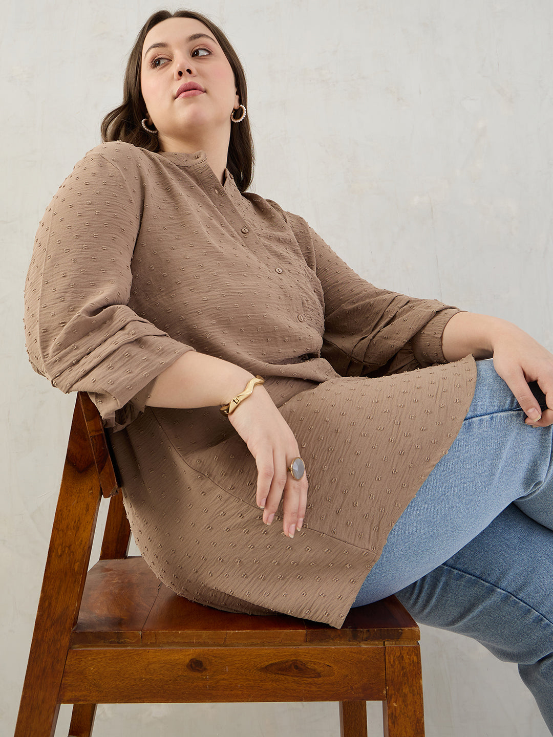 Beige Button Down Shirt