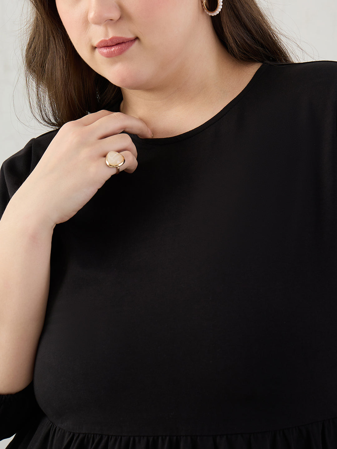 Black Cotton Knit Knitted Midi Dress