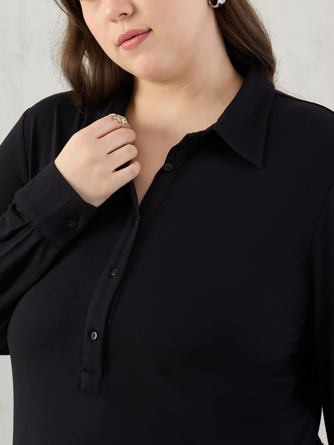 Bamboo Black Asymmetric Knit Tunic