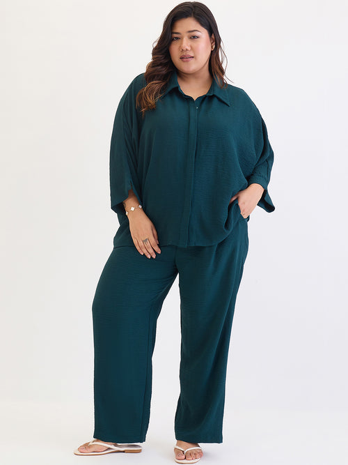 Bottle Green Kimono Sleeve Co-Ord Set
