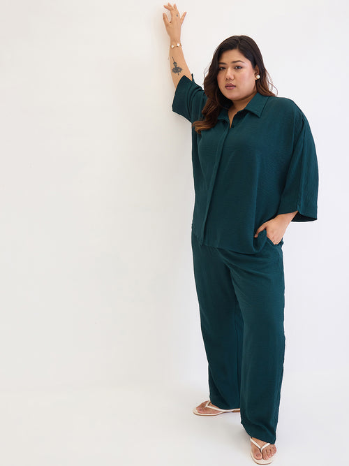 Bottle Green Kimono Sleeve Co-Ord Set