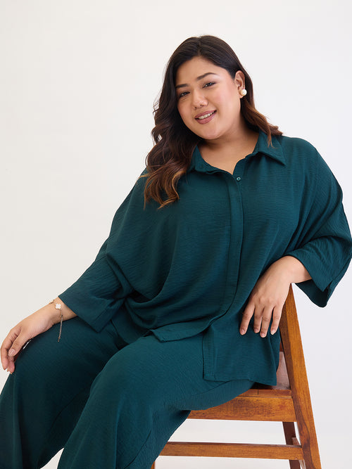 Bottle Green Kimono Sleeve Co-Ord Set