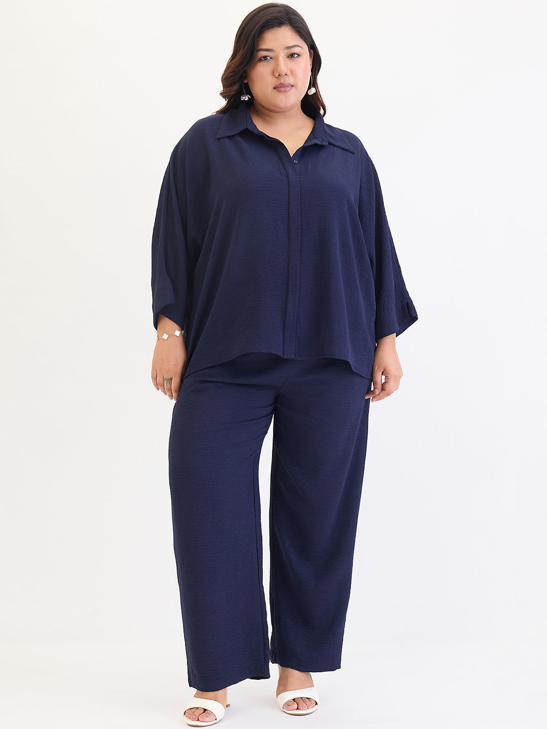 Navy Kimono Sleeve Co-Ord Set