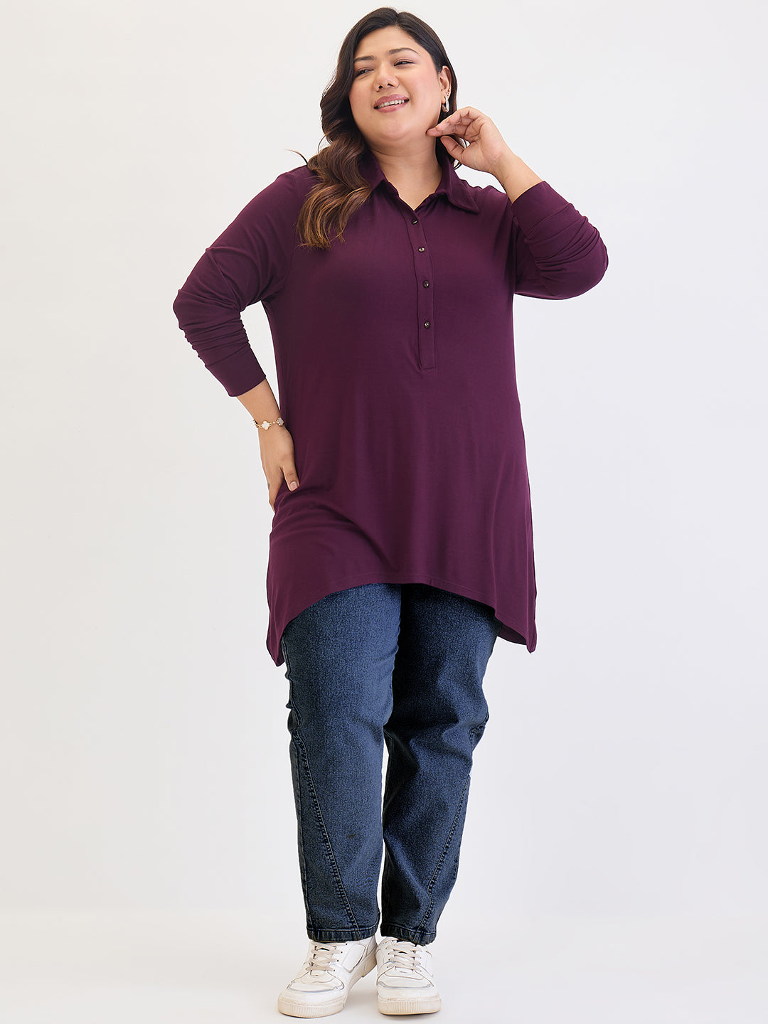 Wine Assymetric Tunic