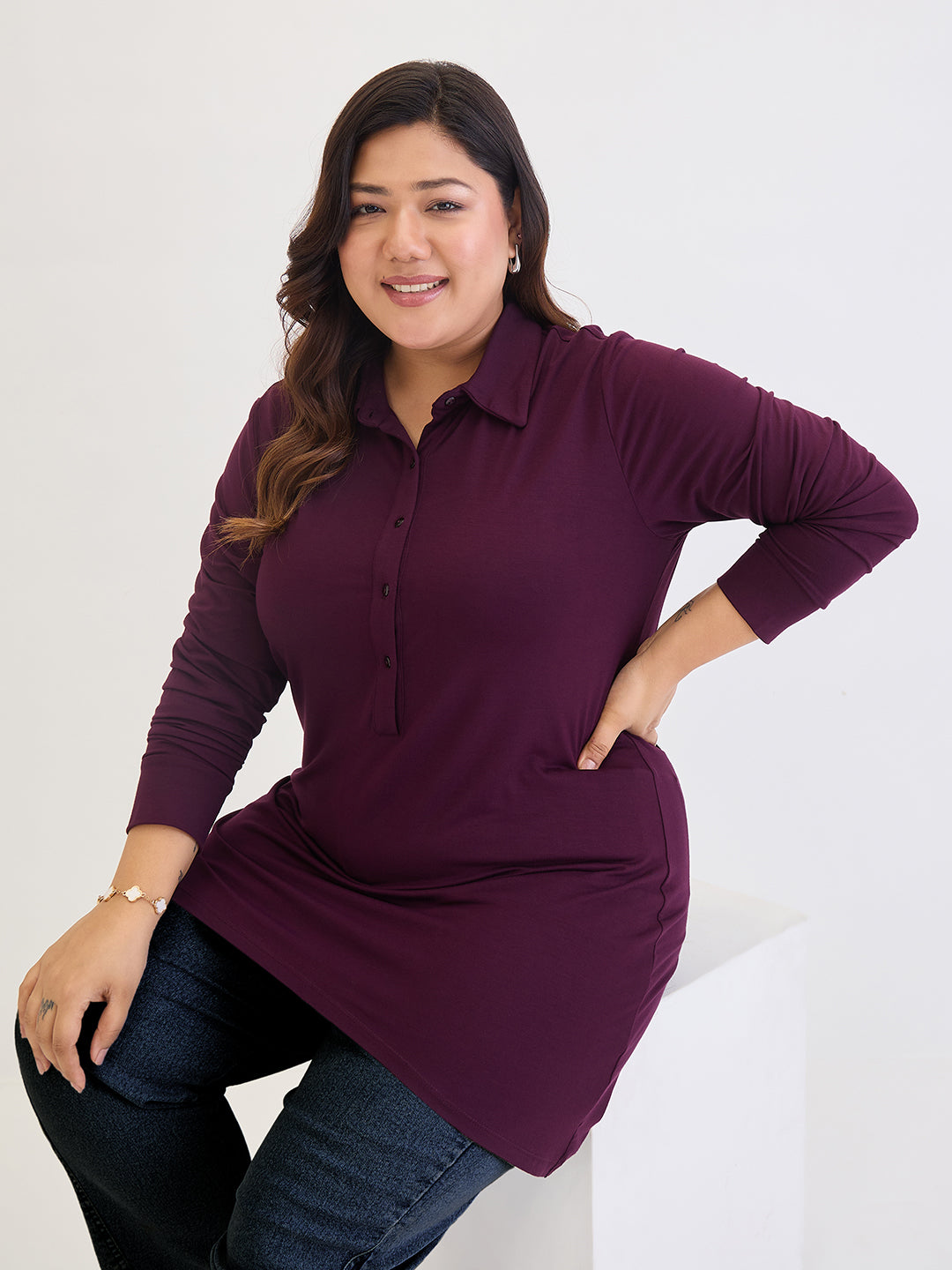 Wine Assymetric Tunic
