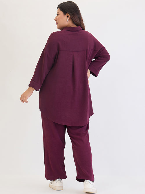 Wine Tunic And Pants Co-Ord Set