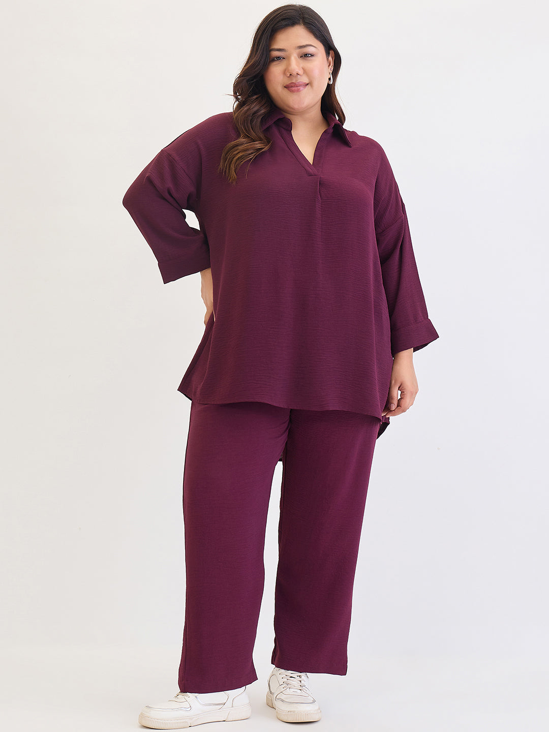 Wine Tunic And Pants Co-Ord Set