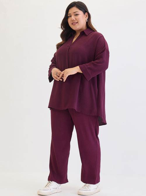 Wine Tunic And Pants Co-Ord Set