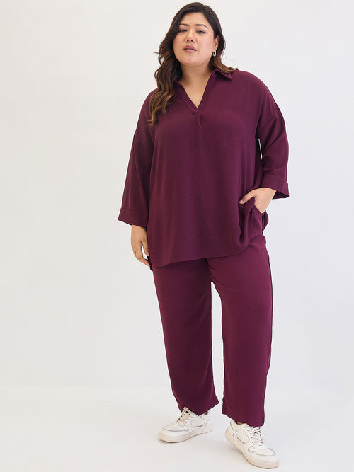 Wine Tunic And Pants Co-Ord Set