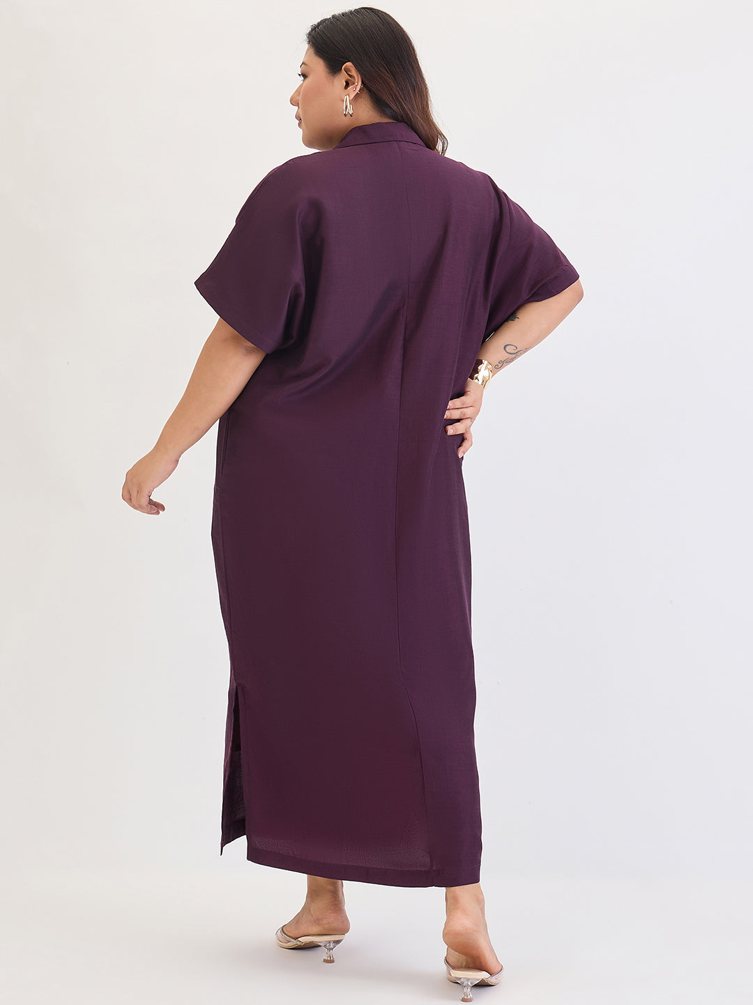 Wine Slit Detail Maxi Dress