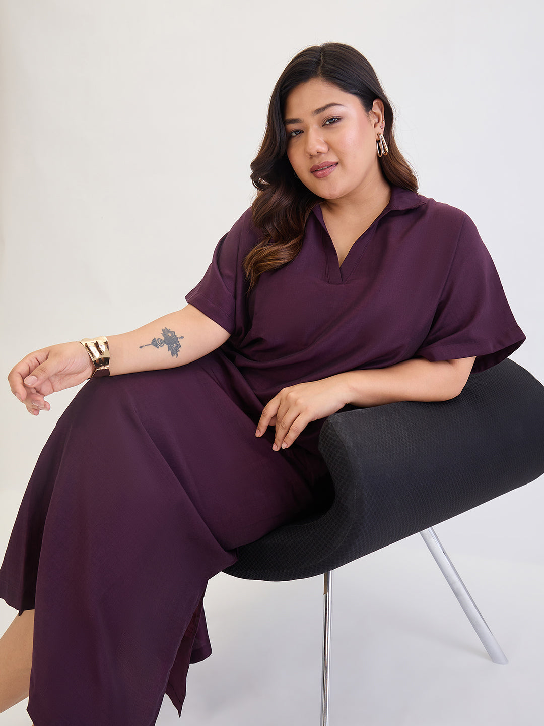 Wine Slit Detail Maxi Dress