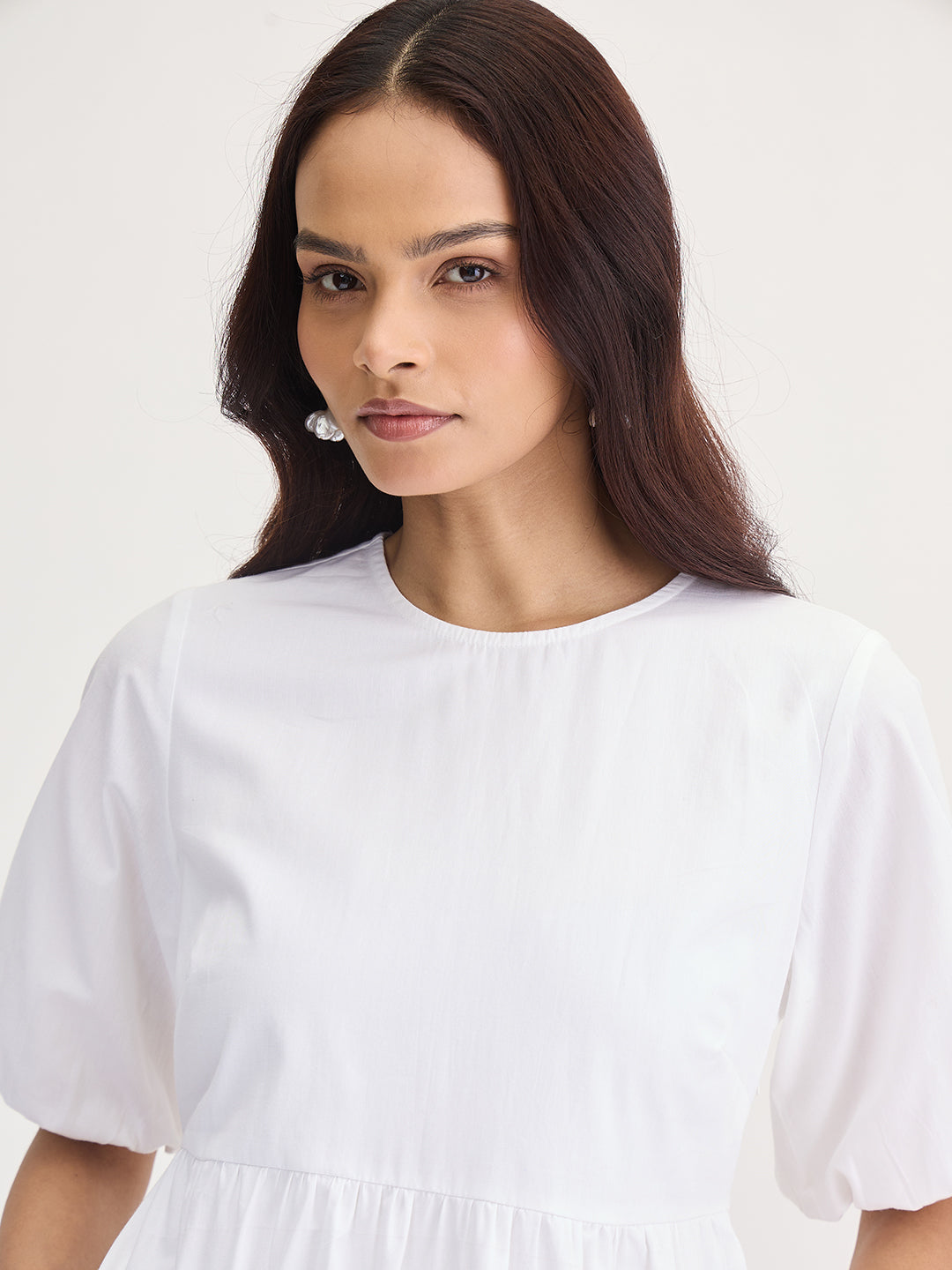 White Poplin Tiered Maxi Dress